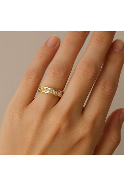 BY YASİN TOPÇU Princess Sparkle Zircon Steel Ring(17 Sizes)