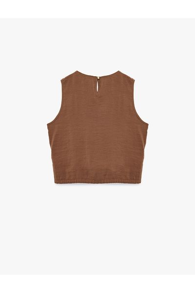 Koton Αμάνικη μπλούζα Modal Fabric Crew Neck με λεπτομέρεια δεσίματος