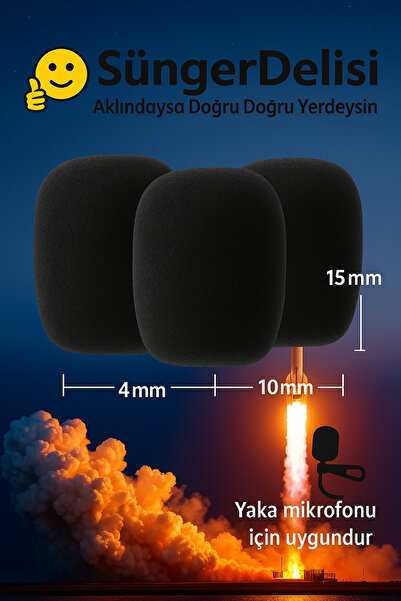 OEM Yaka Mikrofonu Süngeri 2'li – İçerik Üreticileri İçin Net Ses & Rüzgar Koruma (2 Adet)