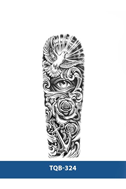 Attach TQB-324 GÜVERCİN GÖZ VE GÜL DESEN GEÇİCİ KOL DÖVMESİ-TATTO
