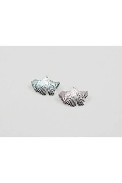 Sumen Butik Leaf Pattern Gold and Silver Color Steel Earrings