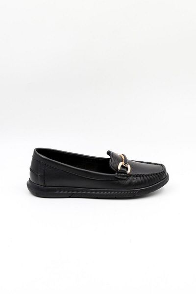 Venüs Women's Genuine Leather Buckle Detailed Loafer Casual Shoes Vn484103Y Black