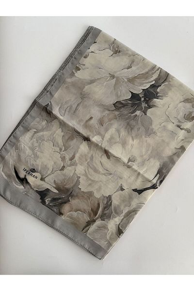 İpekhan Peony Pattern Thin Cotton Shawl
