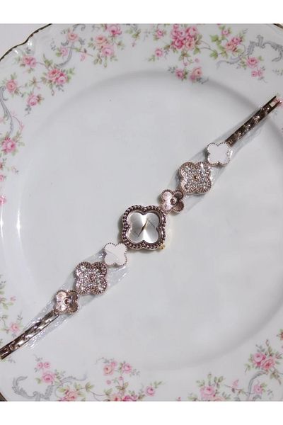 Reorah Collection White Watch with Flower Pattern