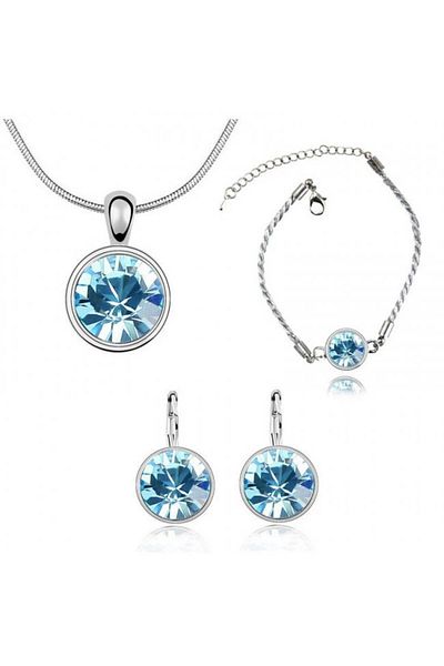 Kelan Set Alice Aquamarine – Jewelry with aquamarine crystals, plated with silver S925