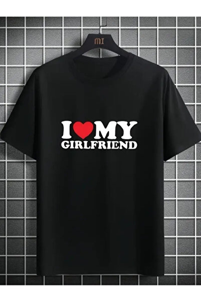 AEMİ Unisex I Love My Girlfriend Μπλούζα Oversize με Στρογγυλή Λαιμόκοψη