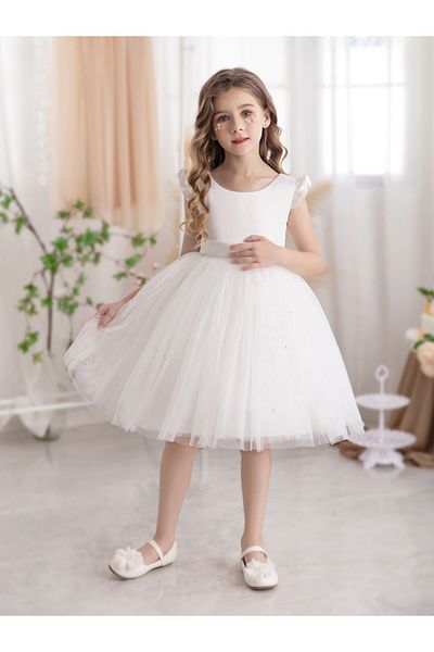 Styli Ruffled Mesh Round Neck Fit and Flare Dress
