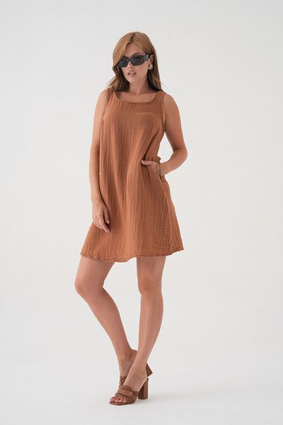 QAWWA Women's Muslin Tunic & Beach Tunic & Strap Pocket Dress