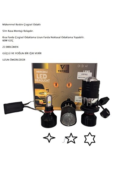 YENİLZD YENİLZDH4 MERCEKLİ LED ZENON ŞİMŞEK ETKİLİ PRO 60WGÜÇ -22.000 LÜMEN U...