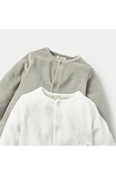 Juniors Assorted Velour Closed Feet Sleepsuit with Long Sleeves - Set of 2