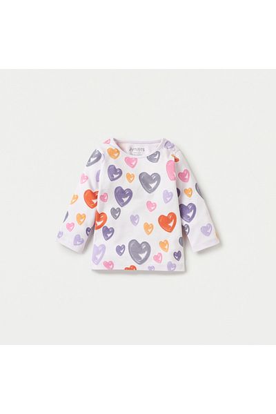 Juniors All-Over Heart Print Long Sleeves T-shirt and Pyjama Set