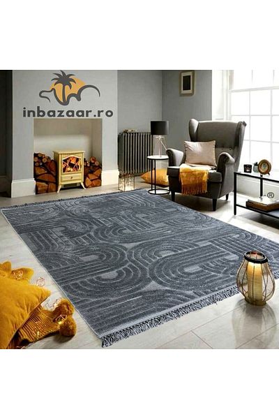 OEM Covor 3D în relief acolade 678A 80x150 cm Antracit