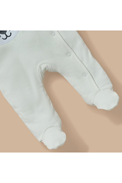 Juniors Tiger Applique Padded Sleepsuit with Long Sleeves and Snap Button Closure