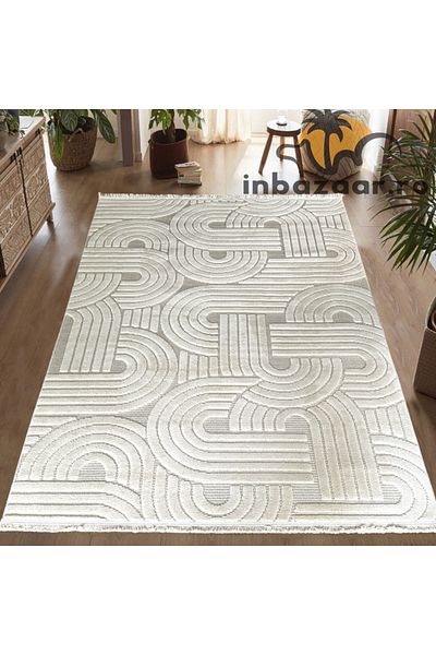 OEM Covor 3D în relief acolade 678A 100x300 cm Crem