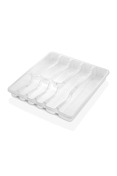 flores Cutlery and kitchen utensil organizer, 9 compartments, transparent, 385 x 430 mm