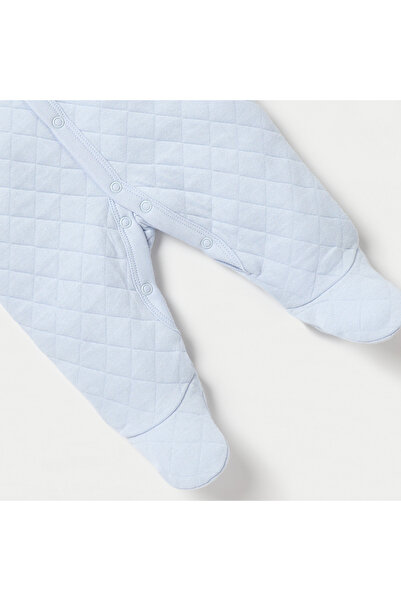 Juniors Quilted Hooded Sleepsuit with Long Sleeves and Button Closure