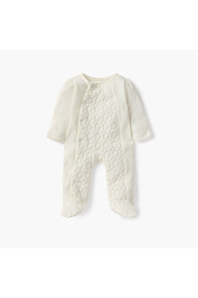 giggles بدلة نوم جونيورز بتفاصيل دانتيل وأقدام مغلقة وأكمام طويلة