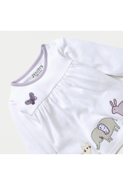 Juniors Applique Detail Top and Floral Print Pyjama Set