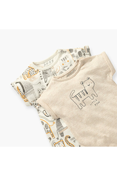 Juniors Animal Print Romper with Short Sleeves - Set of 2