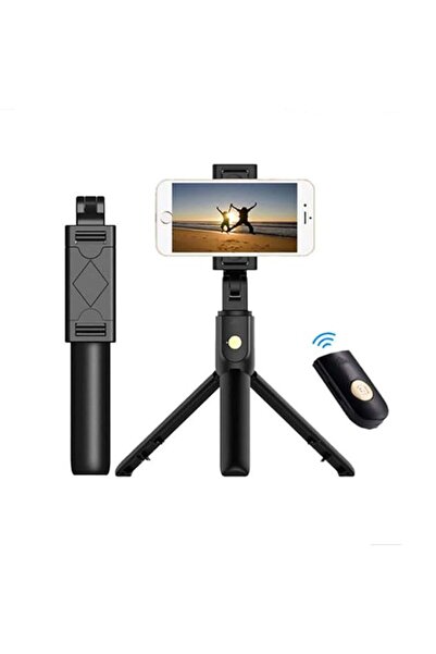 Techsuit Stick selfie cu telecomandă și trepied, 70 cm - (K07) - Negru