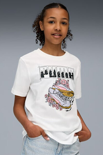 Puma تي شيرت جرافيك أبيض للشباب (7-16 سنة) 68849602
