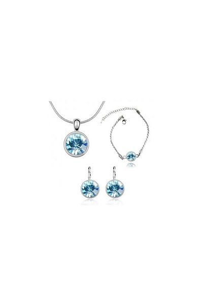 Kelan Set Alice Aquamarine – Jewelry with aquamarine crystals, plated with silver S925