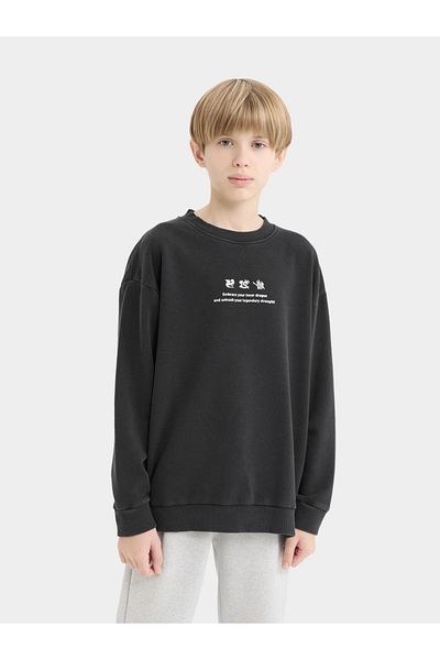 DeFacto Boys Oversize Fit Back Printed Washed Faded Effect Sweatshirt