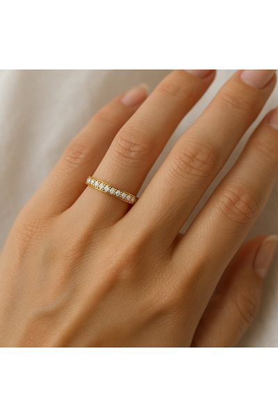 BY YASİN TOPÇU Sparkle Line Zircon Steel Ring(16 Sizes)