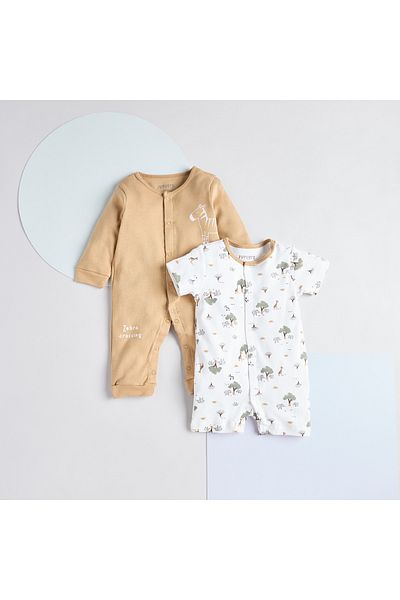 Juniors Safari Print Sleepsuit and Romper Set