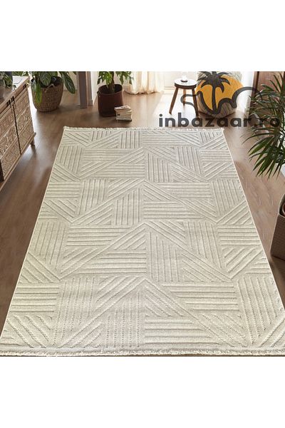 OEM Covor 3D în relief geometric 692B 160x250 cm Crem