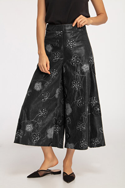 Qui Prive Kadın Desenli Deri Pantolon