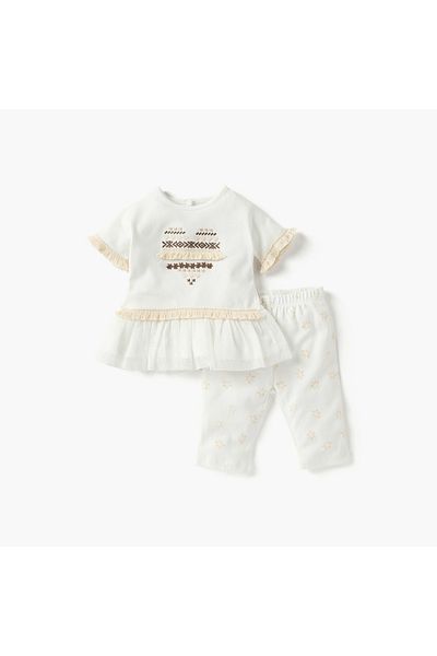 Juniors Embroidered Top and Pyjama Set