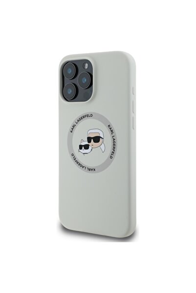 Karl Lagerfeld Θήκη για iPhone 16 Pro - Karl Lagerfeld Σιλικόνη MagSafe - Μπεζ Κεφαλή Karl&Choupette