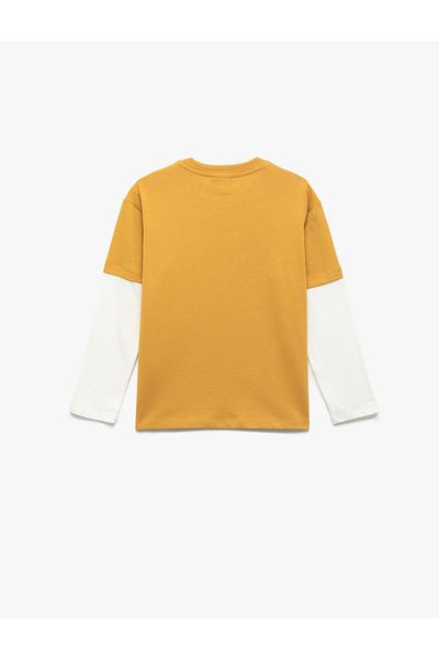 Koton Dinosaur Printed Long Sleeve Crew Neck Cotton T-Shirt