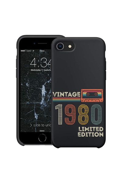 bestcase ® Husă subțire din silicon pentru Apple iPhone SE 3 / SE 2 / 7 / 8, 1980- Bandă vintage, 1396527 B 1976