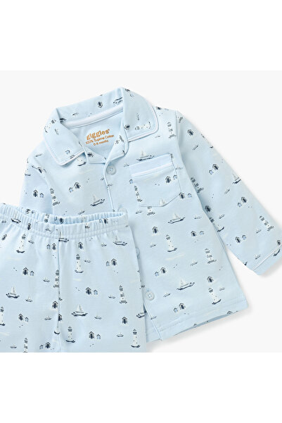 giggles Printed Shirt and Pyjama Set