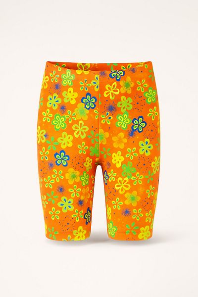 HNX Colorful Girl's Short Leggings with Flower Pattern