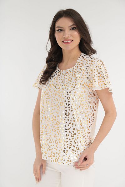 Vanessa Line RO Elegant white blouse with gold print