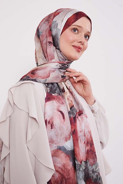 Levidor Abstract Flower Pattern Indian Silk Shawl