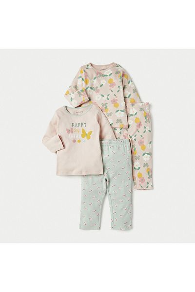 Juniors Floral Print T-shirt and Pyjamas - Set of 2