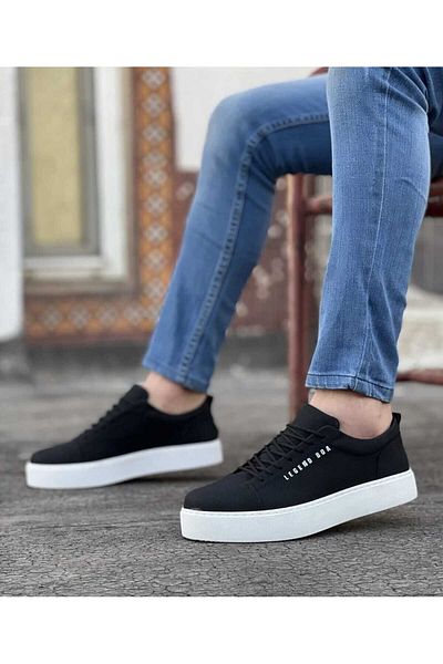 WEBORN Men's Lace-Up Skin Leather Classic Shoes Casual Sports Stylish Flat Sole Comfortable Sneaker