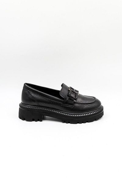 Venüs Women's Genuine Leather Buckle Detailed Loafer Casual Shoes Vn11530Y Black