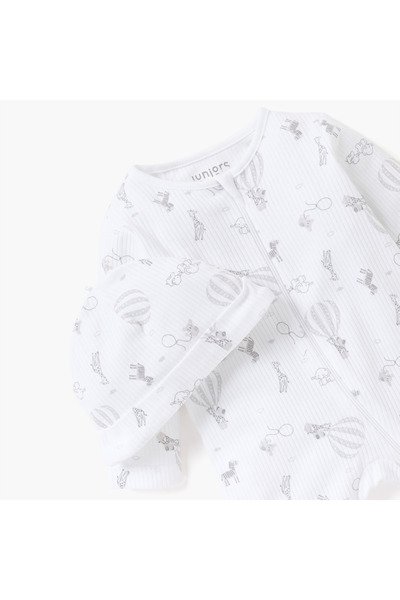 Juniors Animal Print Closed Feet Sleepsuit and Cap Set