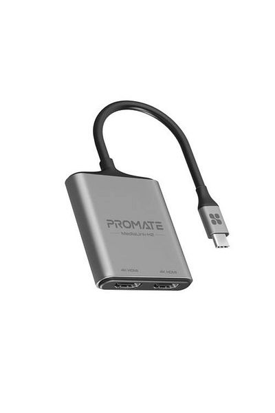 Promate 4K Ultra HD USB-C to Dual HDMI® Adapter Compatible with Dual Displays