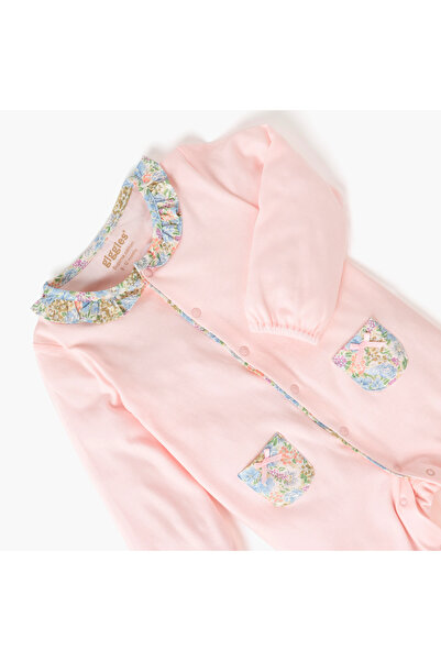 giggles Floral Print Closed Feet Sleepsuit with Button Closure