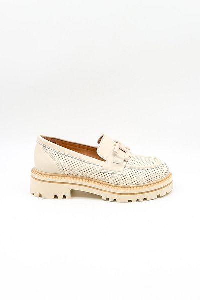 Venüs Women's Genuine Leather Buckle Detailed Loafer Casual Shoes Vn11530Y Beige