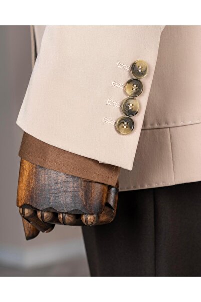 TerziAdemAltun Italian Style Slim Fit Bag Pocket Men's Jacket Beige T13740