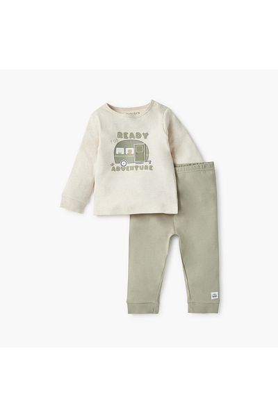 Juniors Printed Long Sleeve T-shirt and Pyjama Set