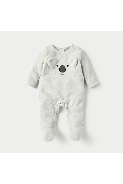 Juniors Applique Detail Closed Feet Sleepsuit with Long Sleeves and Button Closure
