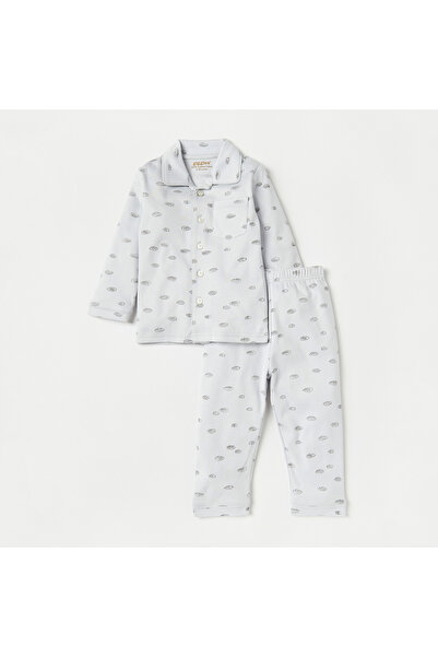 giggles All-Over Cloud Print Long Sleeves Shirt and Elasticated Pyjama Set